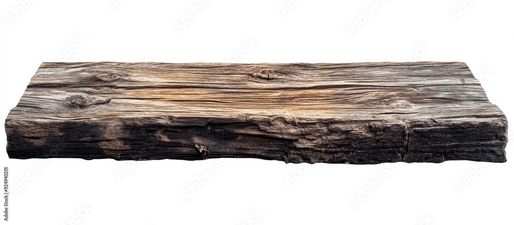 Poster weathered old wood board isolated on white background. with copy space image. place for adding text 
