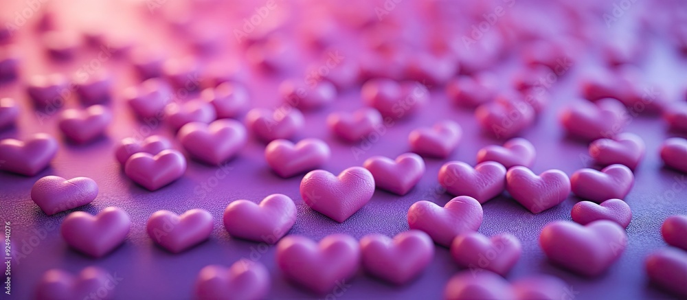 Poster a multitude of small hearts on a purple backdrop valentine s background. with copy space image. plac