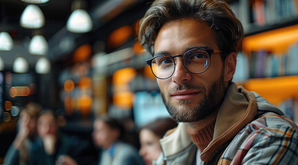 Obraz premium A teacher in a virtual class with a group of young professionals. Generative AI.
