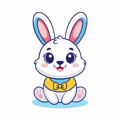 Charming cute rabbit cartoon clipart vector icon for various design needs.
