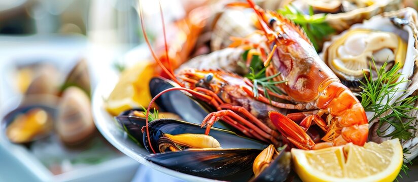 Three shellfish stacked against a white background. with copy space image. Place for adding text or design