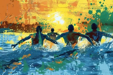 Dynamic Brazil's Men's 4x100m Freestyle Relay in Sunset
