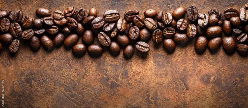 Leinwandbilder background of roasted coffee beans close up shot. with copy space image. place for adding text or de