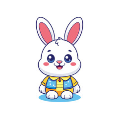 Charming cute rabbit cartoon clipart vector icon for various design needs.