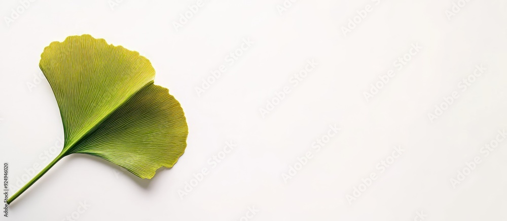 Poster Ginkgo leaf against a white background. with copy space image. Place for adding text or design