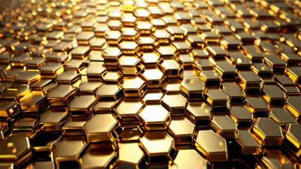 Obraz premium Futuristic gold hexagon background Futuristic honeycom