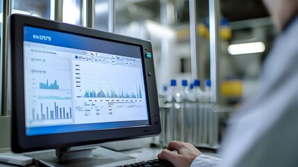 Close-up view of air monitoring device displaying real-time data analyzed by engineer