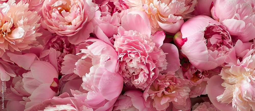 Aufkleber pink peony blossoms. with copy space image. place for adding text or design