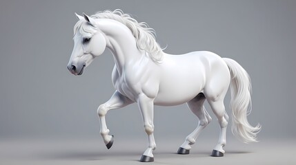 Obraz premium a white horse with a white mane and tail.