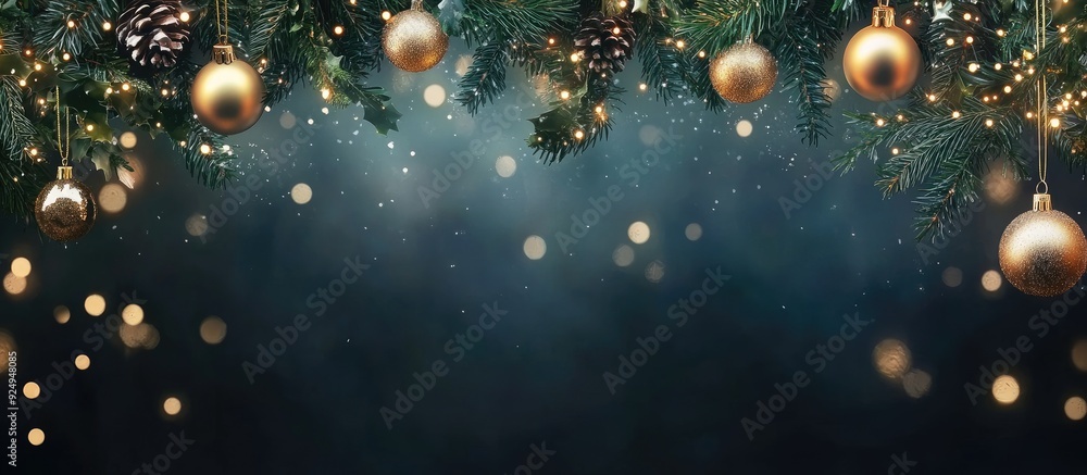 Poster christmas decorations backdrop. with copy space image. place for adding text or design