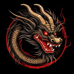 Vibrant dragon illustration with intricate details on a black background