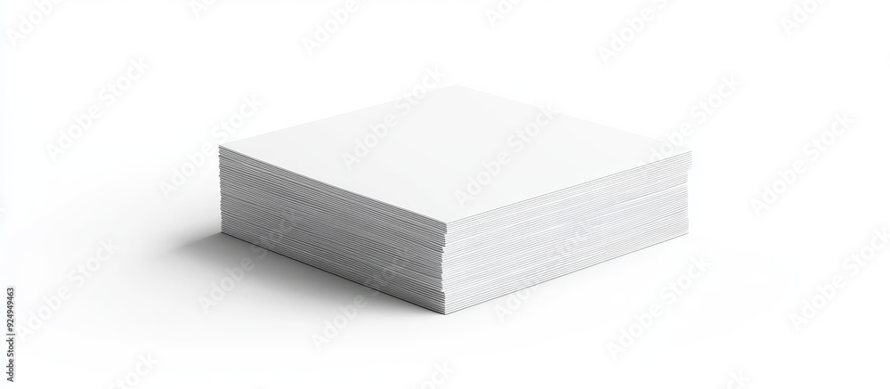 Poster blank business card on a white background side view standard size elegant textured stack of cardboar
