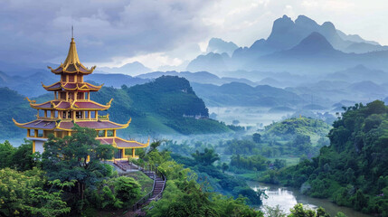 Buddhist temple in the mountains