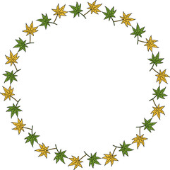 Obraz premium round frame with cute maple leaves on a white background.eps