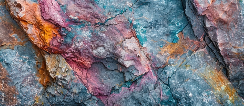 Poster Abstract pattern of colorful granite stone Close up with selective focus and shallow depth of field perfect for use as a background. with copy space image. Place for adding text or design