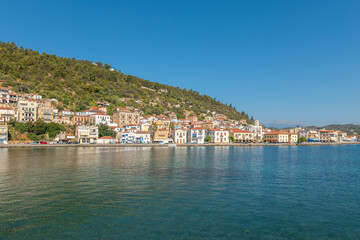 Fototapeta premium Greece Peloponnese Region Gytheio Village Colorful Houses Church and Coastline