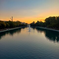 Fototapeta premium sunset over the river
