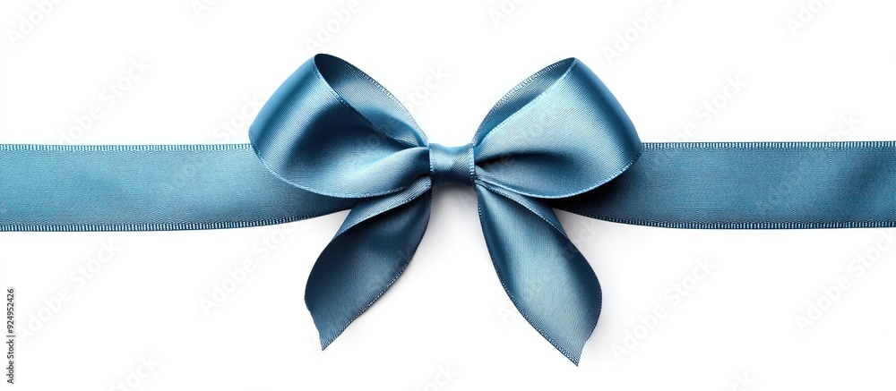 Aufkleber Single blue bow with a crossed ribbon isolated on a white background. with copy space image. Place for adding text or design