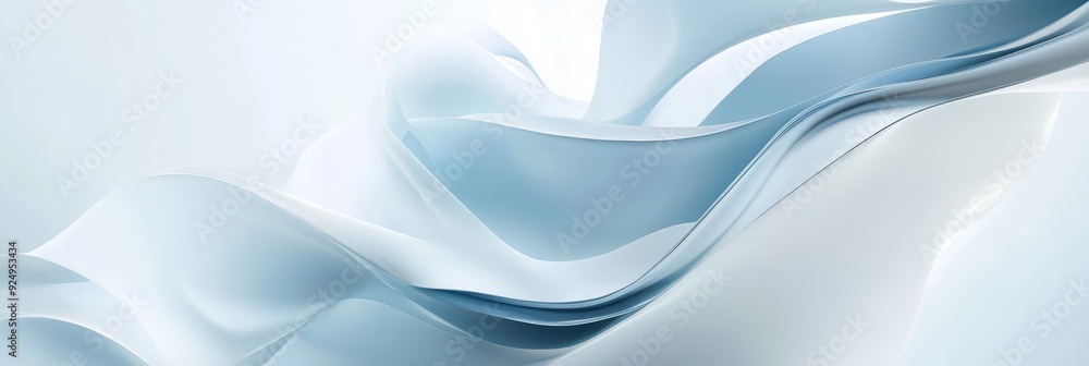 Poster abstract blue and white flowing fabric background - a soft and ethereal background with flowing fabr