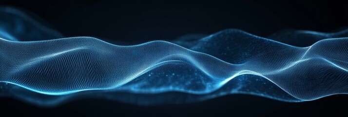 Fototapeta premium Abstract Blue Wave Digital Background - A blue digital wave, representing data flow, technology, innovation, futuristic design, and abstract concepts.