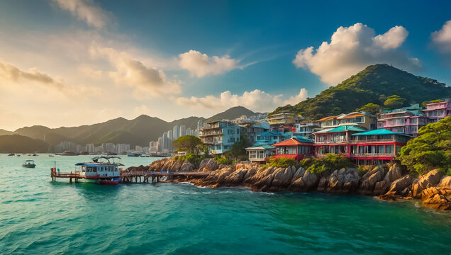 Amazing panoramic  Lamma Island, Hong Kong