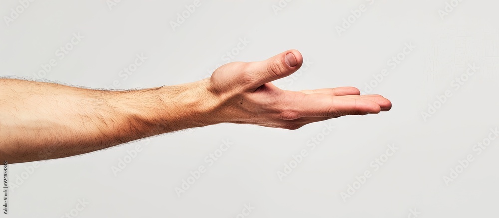 Poster Hand of a man isolated on a white background with a clipping path. with copy space image. Place for adding text or design