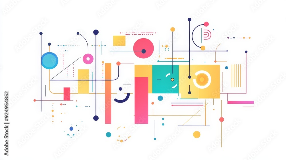 Poster abstract geometric shapes and lines design - this abstract image features colorful geometric shapes,