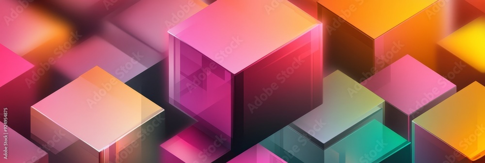 Poster abstract geometric shapes in vibrant colors - a colorful abstract background featuring a composition