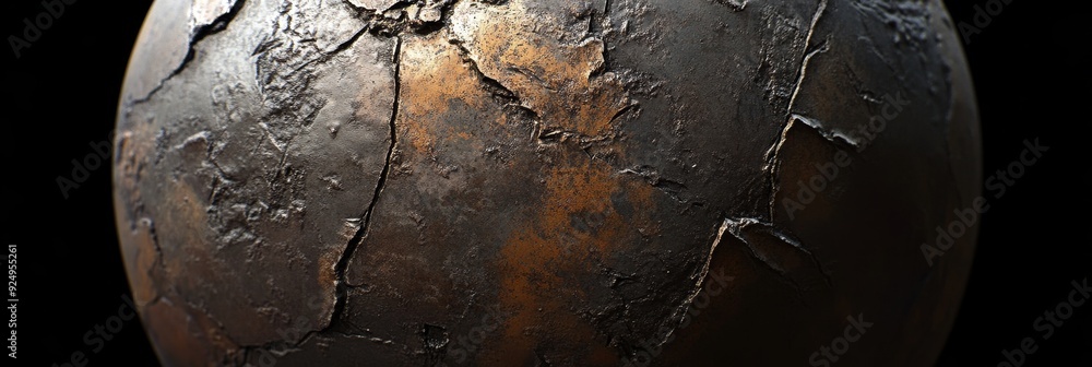 Aufkleber abstract metallic sphere with crack and texture - an abstract image of a metallic sphere with a crac