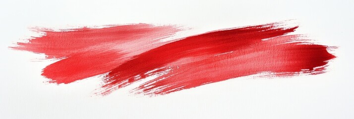 Abstract Red Paint Brush Strokes on White Background - Two red brush strokes on a white background, symbolizing energy, passion, creativity, art, and design.