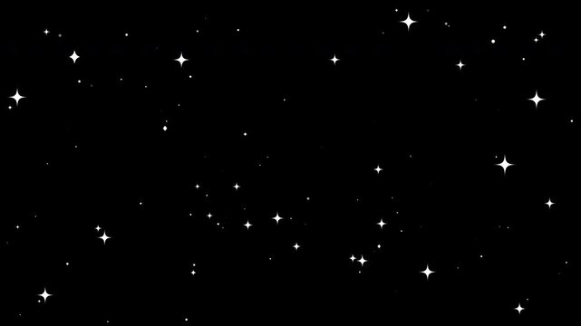 Retro cartoon blinking twinkling small white vector stars, sparkling night sky background looping flat design 2d animation.