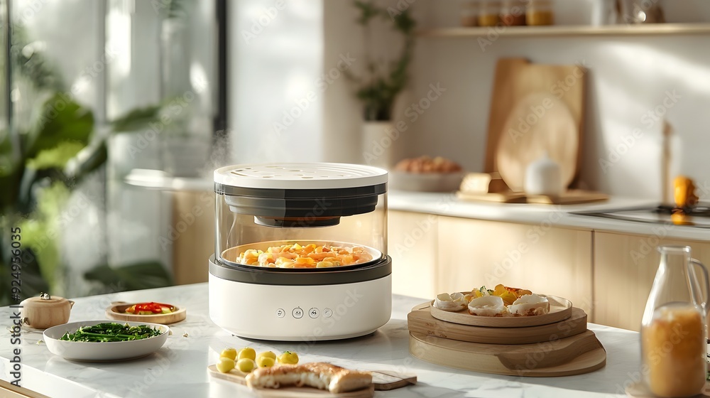 Aufkleber compact multifunctional automatic cooking machine with steaming and frying capabilities