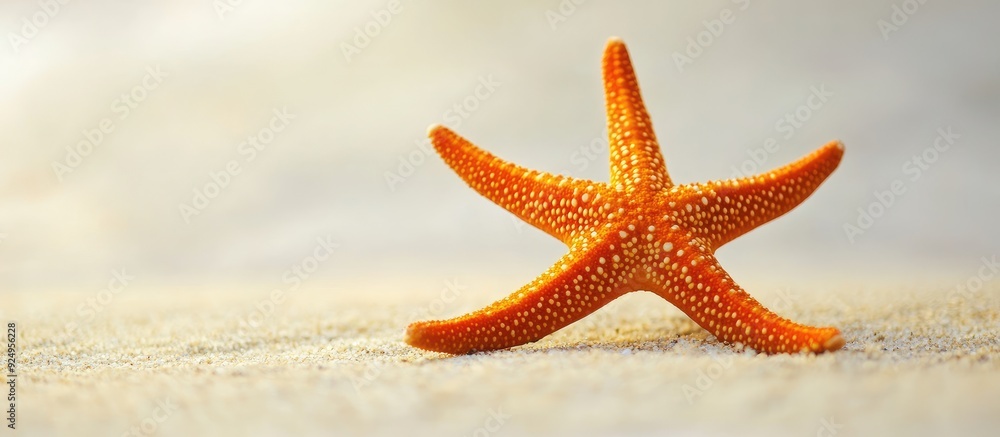 Poster Orange starfish isolated against a sea background. with copy space image. Place for adding text or design