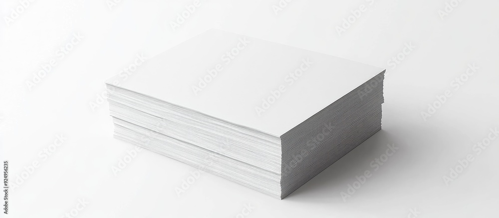 Poster blank business card on a white background side view standard size elegant textured stack of cardboar