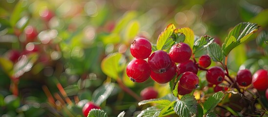 Obraz premium Wild cranberry pair. with copy space image. Place for adding text or design
