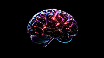 Digital Brain Glowing.