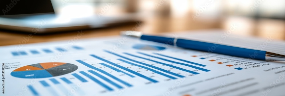 Poster analyzing business data with charts and graphs - a close-up image of a business report with charts a