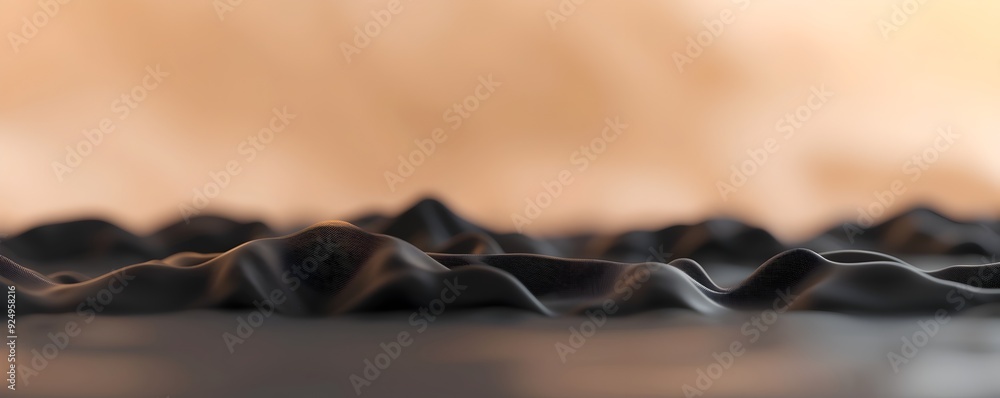 Poster abstract mountain range with gradient dots in d on black background