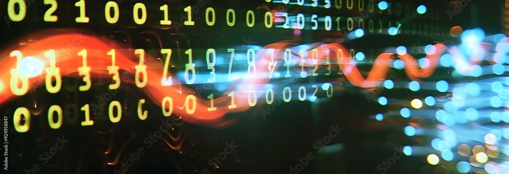 Poster glowing data streams digital abstract background