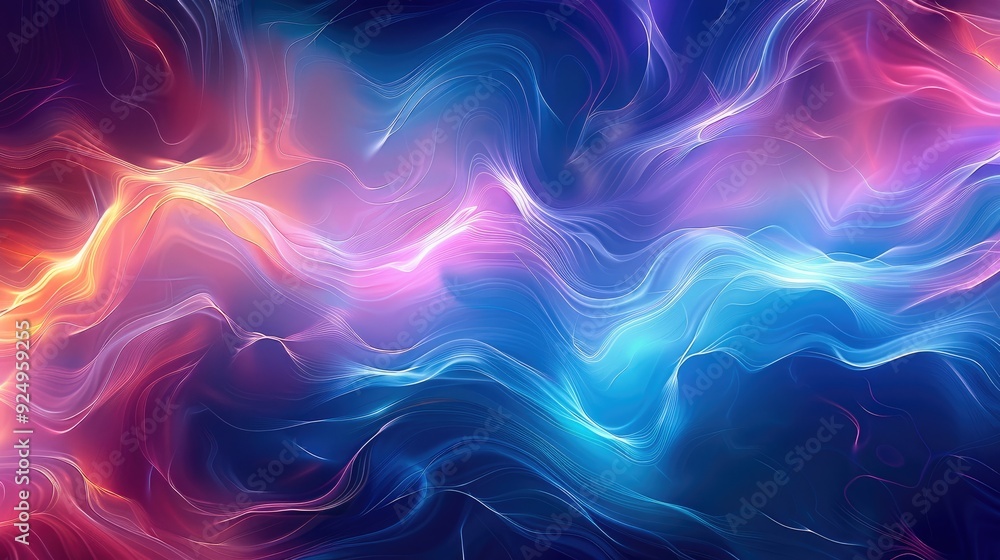 Poster an electrifying abstract background with swirling shades of neon green, electric blue, and purple in