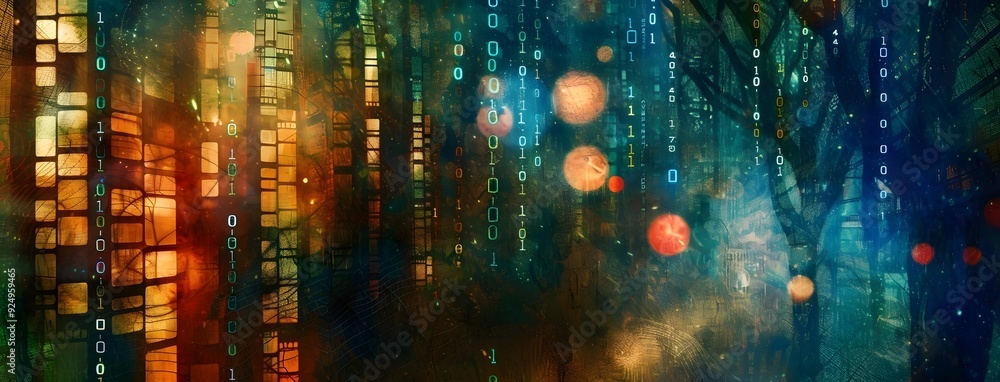 Poster abstract digital background with blue lights and glowing data for technology concept