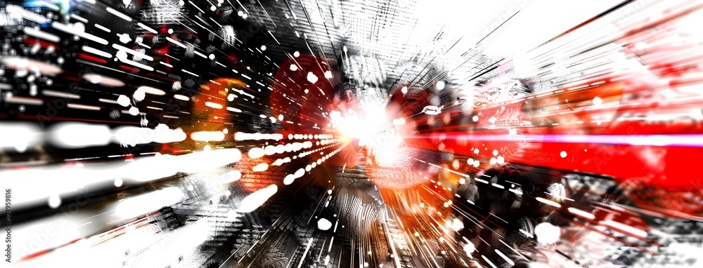 Poster data transfer speed visualized in a d abstract background of light beams and stars