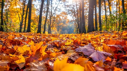 Vibrant Autumn Forest Landscape with Colorful Leaves and Crisp Seasonal Air