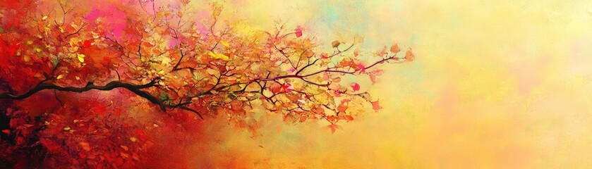 Fototapeta premium Vibrant autumn foliage with a warm, colorful background, capturing the beauty of nature and the changing seasons.