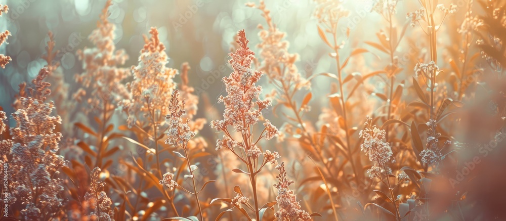 Fototapete textured vintage paper background featuring fireweed. with copy space image. Place for adding text or design