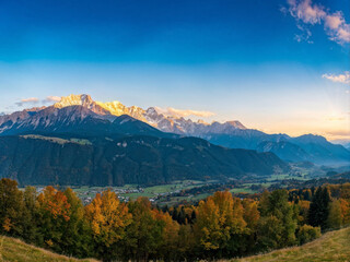 Panoramic Alpine Landscape with Autumn Colors