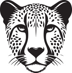 cheeta black and white silhouette outline vector line art flat design leopard background image illustrations