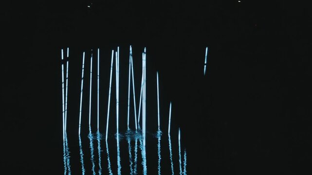 Blaue Neonr&ouml;hren im Wasser Reflektierend