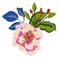Loose elements, colorful and stylized flower