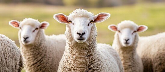 Obraz premium Sheep separated on a white background. with copy space image. Place for adding text or design
